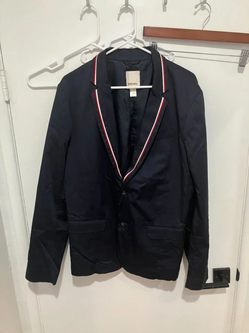 Diesel Men's Tricolor Trim 2-Button Blazer, Navy, Size XL